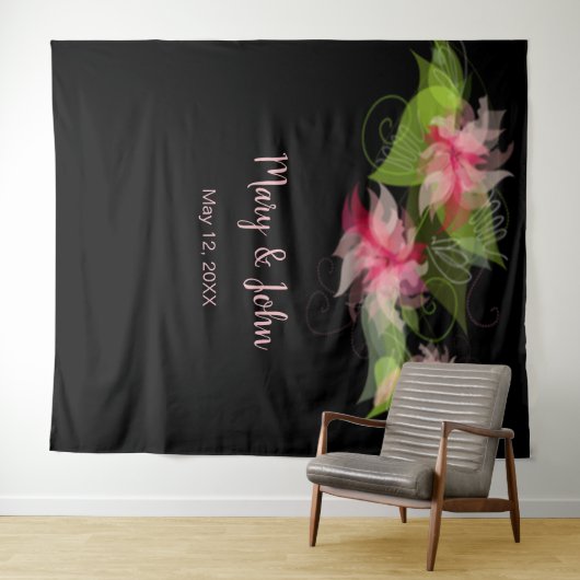 ロマンチックなピンク結婚フローラの背景 タペストリー (インサイチュ(横))