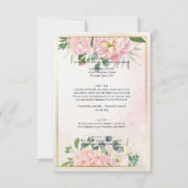 ロマンチックなピンク結婚フローラ 招待状 (裏面)