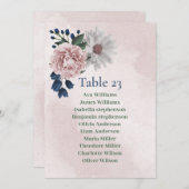 ロマンチックなピンク色の白い緑のシーティングチャート 招待状 (正面/裏面)