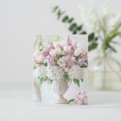 ロマンチックなピンク薄紫と白あじさいバレンタイン シーズンカード (スタンド正面)