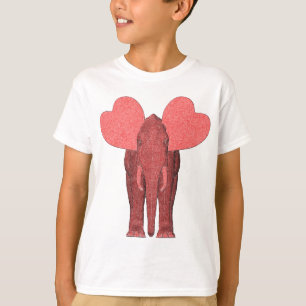 ロマンチックなピンク象 Tシャツ