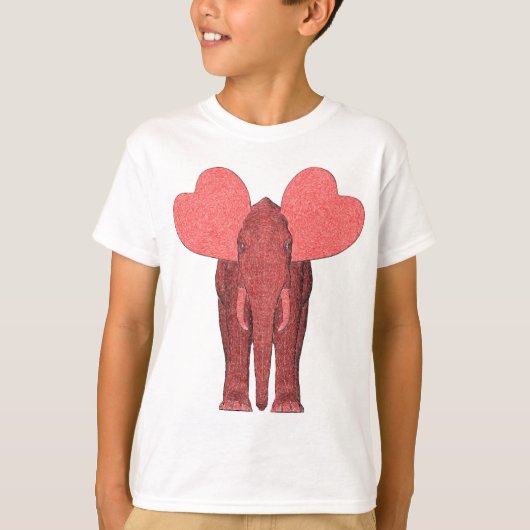 ロマンチックなピンク象 Tシャツ (正面)