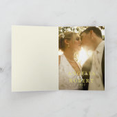 ロマンチックなピンク赤面金ゴールド結婚フローラの写真 サンキューカード (内部)