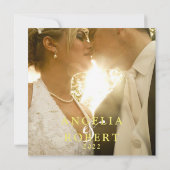 ロマンチックなピンク赤面金ゴールド結婚フローラの写真 サンキューカード (裏面)