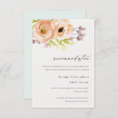 ロマンチックなピンク、パープル、ブルーの花の装飾 招待状 (正面/裏面)