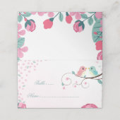 ロマンチックなピンク&ブルーラブバードの植物学 プレイスカード (外部開封)