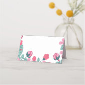 ロマンチックなピンク&ブルーラブバードの植物学 プレイスカード (裏面)