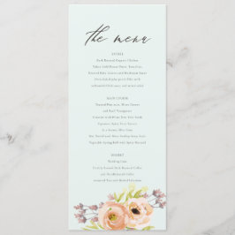 ロマンチックなピンク、紫、青のフローラメニューカード メニュー