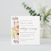 ロマンチックなピンク、紫、青のフローラ結婚スクリプト 招待状 (スタンド正面)