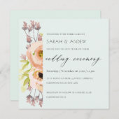ロマンチックなピンク、紫、青のフローラ結婚スクリプト 招待状 (正面/裏面)