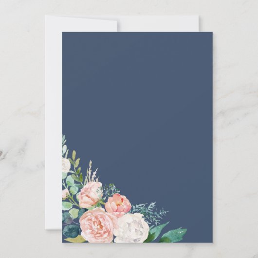 ロマンチックなピーコック | ブルー 50周年結婚記念日 招待状 (裏面)