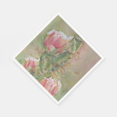 ロマンチックなピーチサボテンの花パーティー スタンダードランチョンナプキン (角)
