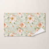 ロマンチックなピーチミントのプリティーローズ フローラル バスタオルセット (ハンドタオル)