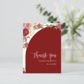 ロマンチックなピーチレッドフローラ結婚アーチズサンキュー ポストカード (スタンド正面)
