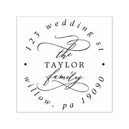 ロマンチックなファミリーホリデーカード円形アドレス セルフインキングスタンプ