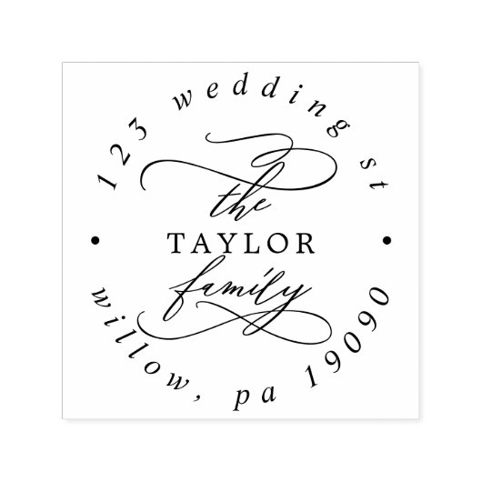 ロマンチックなファミリーホリデーカード円形アドレス セルフインキングスタンプ (デザイン)