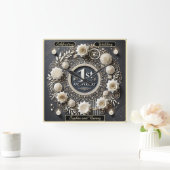 ロマンチックなファースト・アニバーサリー・リース・デザイン スクエア壁時計 (ホーム)