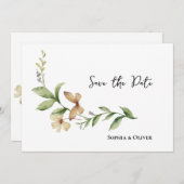 ロマンチックなフィールド花の結婚式の日付を保存 招待状 (正面/裏面)