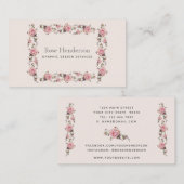 ロマンチックなフェミニンヴィンテージピンクローズフローラ 名刺 (正面/裏面)