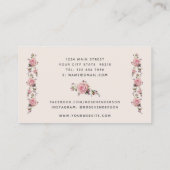 ロマンチックなフェミニンヴィンテージピンクローズフローラ 名刺 (裏面)