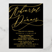 ロマンチックなフォイル黒のリハーサルのディナーインサートカード 箔招待状ポストカード (正面)