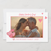 ロマンチックなフォトウォーターカラーピンクのハート シーズンカード (正面)