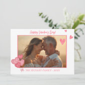 ロマンチックなフォトウォーターカラーピンクのハート シーズンカード (スタンド正面)