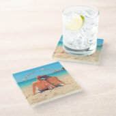 ロマンチックなフォトグラスコースターと名前をカスタムする ガラスコースター (アングル)