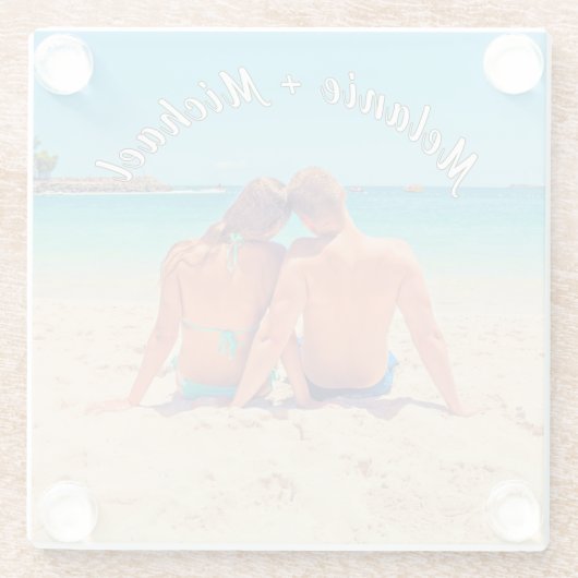 ロマンチックなフォトグラスコースターと名前をカスタムする ガラスコースター (裏面)