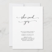 ロマンチックなフォトスクリプト未来ミセスブライダルシャワー 招待状 (裏面)