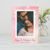 ロマンチックなフォトピンクハートハッピーバレンタインデー シーズンカード (スタンド正面)
