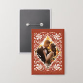 ロマンチックなフォト赤さび記念日ピンボタン 缶バッジ (正面/裏面)