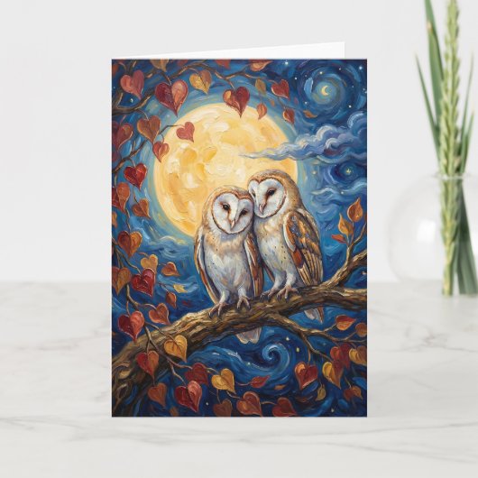 ロマンチックなフクロウの月光画 シーズンカード (正面)