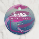 ロマンチックなフューシャ & ソフトピンクの筆跡タグ フェイバータグ (正面)