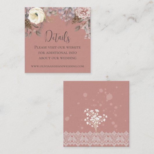 ロマンチックなフラッシュウェディング詳細封入カード エンクロージャーカード (正面/裏面)