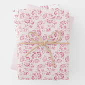 ロマンチックなフラッシュピンクのグリッター花柄ウェディング ラッピングペーパーシート (インサイチュ)