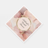 ロマンチックなフラッシュピンクゴールドフラワー ブライダルシャワー スタンダードランチョンナプキン (角)