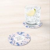 ロマンチックなフラッシュブルーの花のブライズシャワー ラウンドペーパーコースター (インサイチュ)