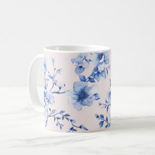 ロマンチックなフラッシュブルーの花のブライダルシャワー コーヒーマグカップ