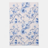ロマンチックなフラッシュブルーの花のプリンセスシャワー キッチンタオル (縦)