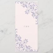 ロマンチックなフランスの薄紫エレガントなウェディングメニュー メニュー (裏面)