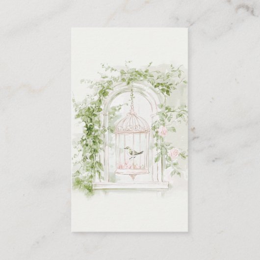 ロマンチックなフランス庭園シャトー ディスプレイ ブライダル エンクロージャーカード (裏面)