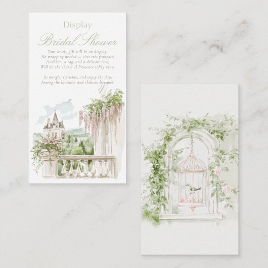 ロマンチックなフランス庭園シャトー ディスプレイ ブライダル エンクロージャーカード (正面/裏面)