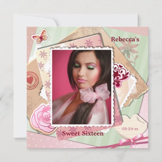 ロマンチックなフレームフォト招待状 招待状 (正面)