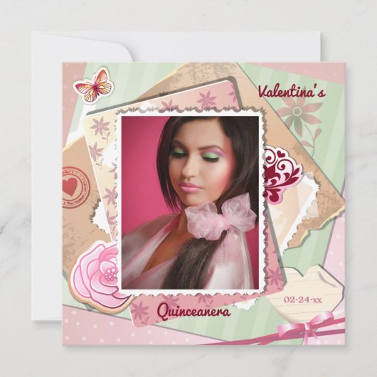 ロマンチックなフレームフォト招待状 招待状 (正面)