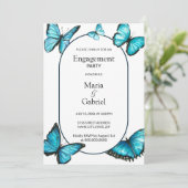 ロマンチックなフレーム蝶ラグジュアリー婚約パーティ 招待状 (スタンド正面)