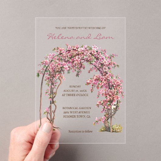ロマンチックなフローラおとぎ話結婚リース アクリル招待状 (インサイチュ (ポータブル))
