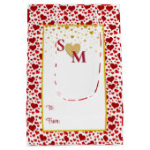 ロマンチックなフローラと金ゴールドハート ミディアムペーパーバッグ (裏面)