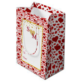 ロマンチックなフローラと金ゴールドハート ミディアムペーパーバッグ (裏面アングル)