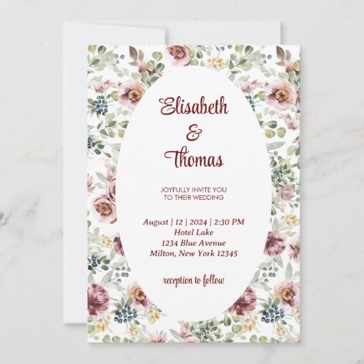ロマンチックなフローラの花ヴィンテージ結婚式の招待状 招待状 (正面)